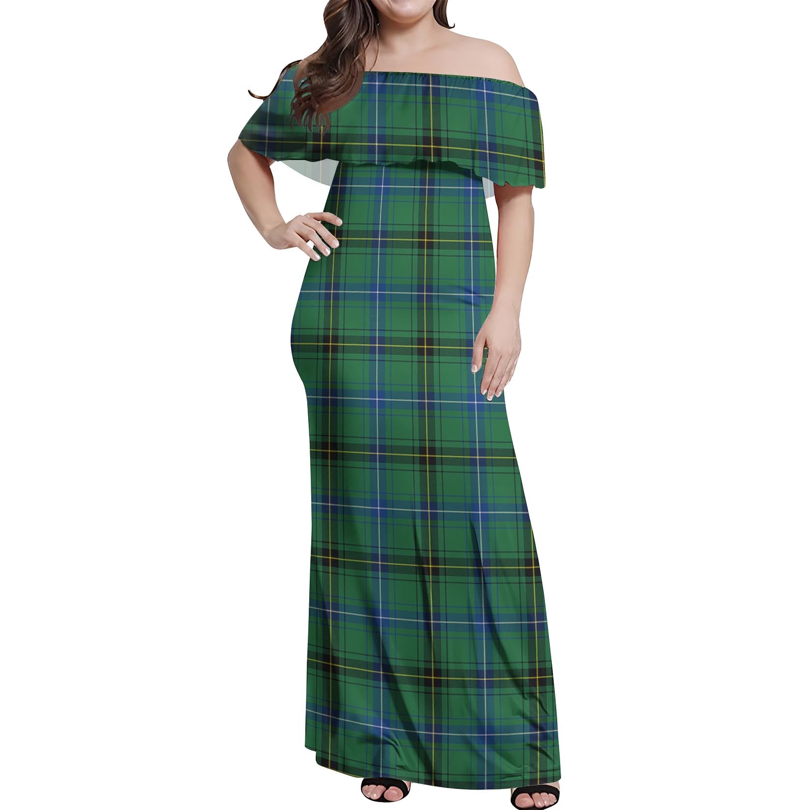 Henderson Ancient Tartan Off Shoulder Long Dress Women's Dress - Tartanvibesclothing