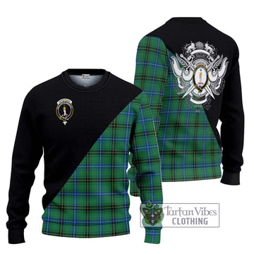 Henderson Ancient Tartan Ugly Sweater with Family Crest and Military Logo Style