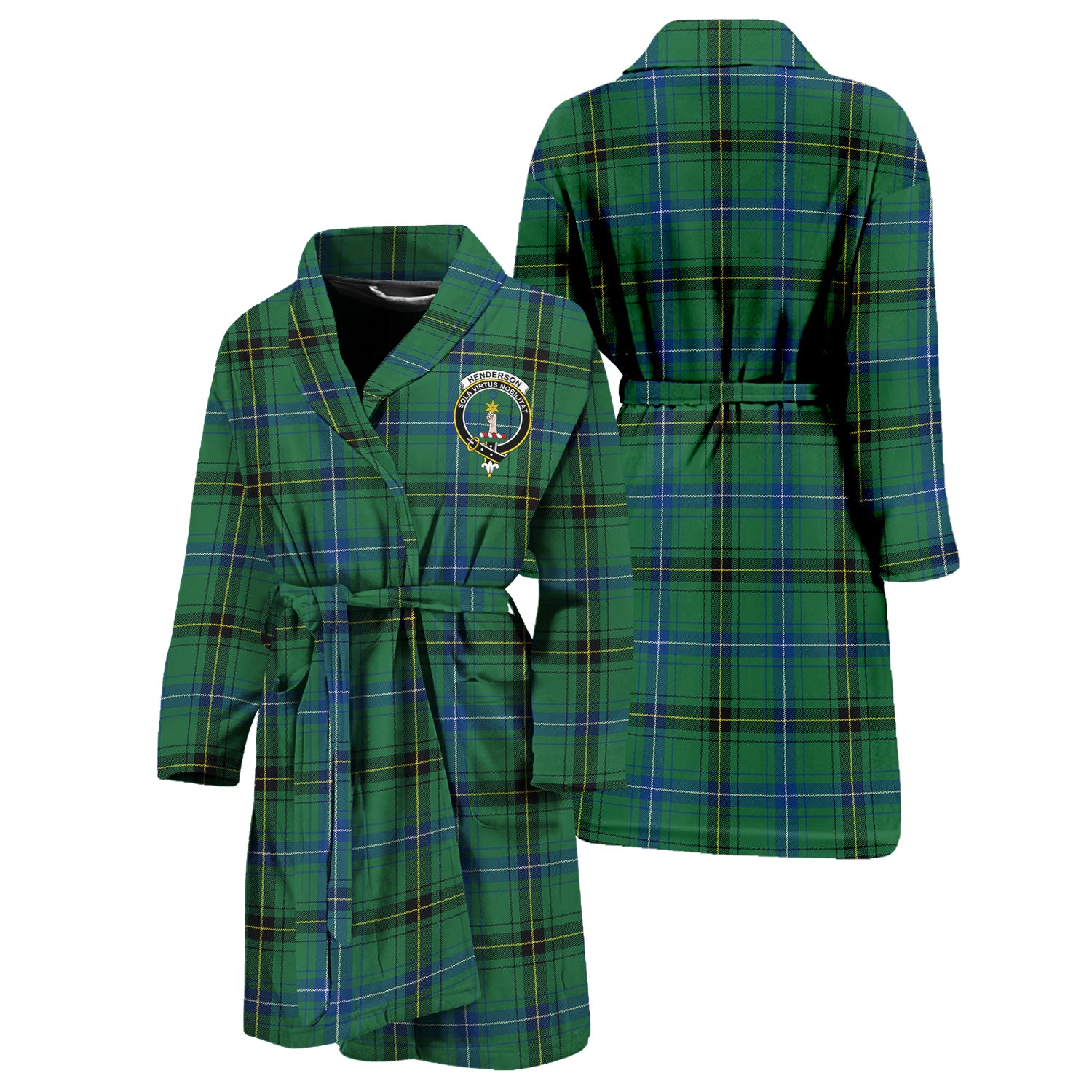 Henderson Ancient Tartan Bathrobe with Family Crest Unisex S - Tartan Vibes Clothing