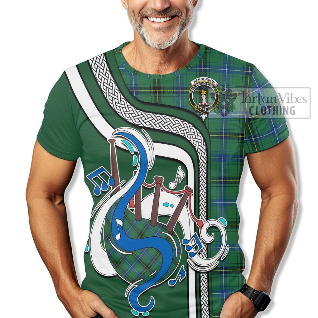 Henderson Ancient Tartan T-Shirt with Epic Bagpipe Style Kid's Shirt - Tartanvibesclothing Shop