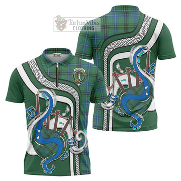 Henderson Ancient Tartan Zipper Polo Shirt with Epic Bagpipe Style