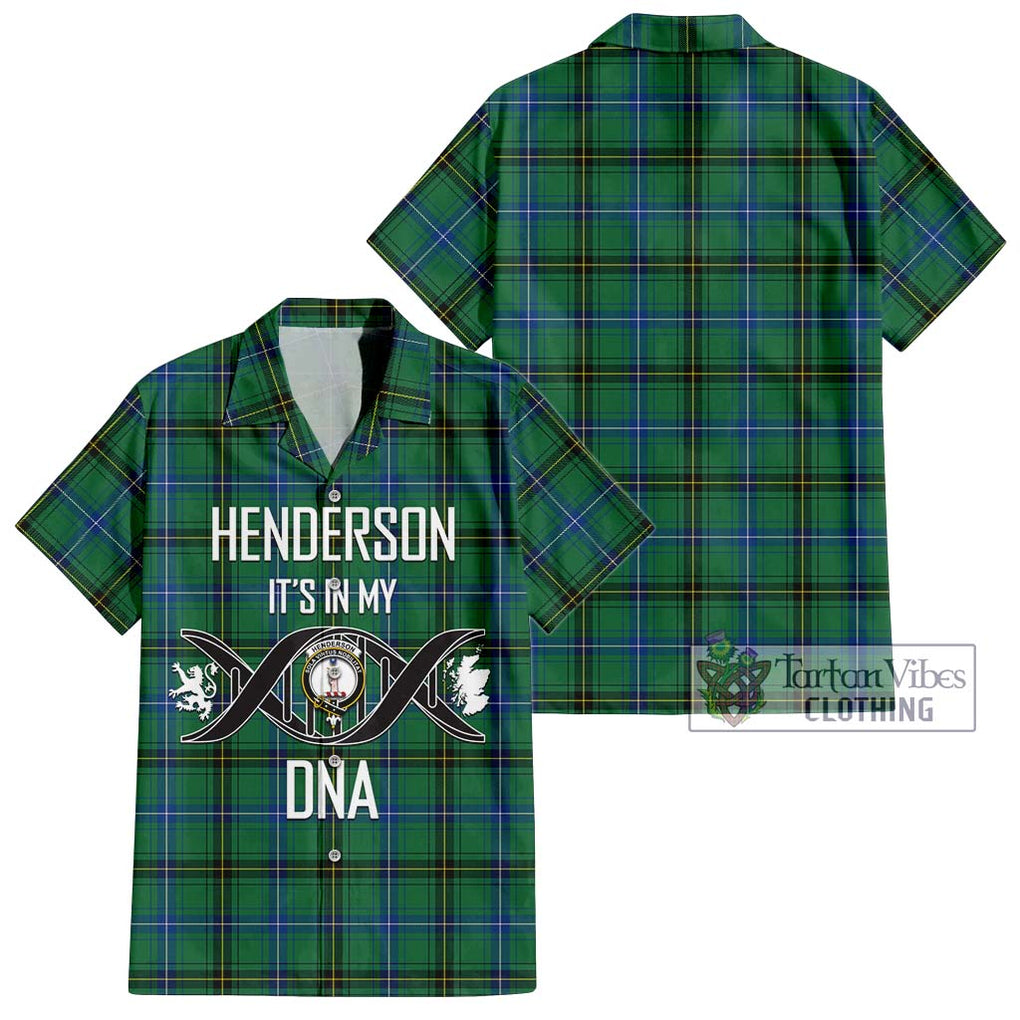 Henderson Ancient Tartan Short Sleeve Button Shirt with Family Crest DNA In Me Style Kid - Tartanvibesclothing Shop