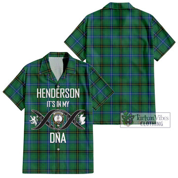 Henderson Ancient Tartan Short Sleeve Button Shirt with Family Crest DNA In Me Style