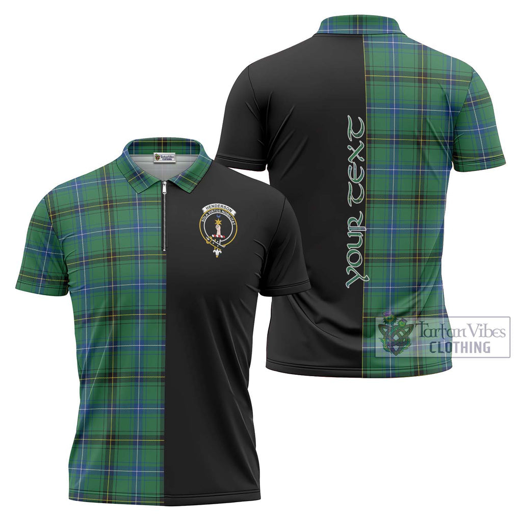 Henderson Ancient Tartan Zipper Polo Shirt with Family Crest and Half Of Me Style Unisex - Tartanvibesclothing Shop