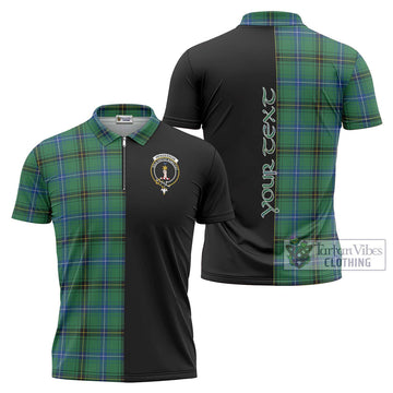 Henderson Ancient Tartan Zipper Polo Shirt with Family Crest and Half Of Me Style