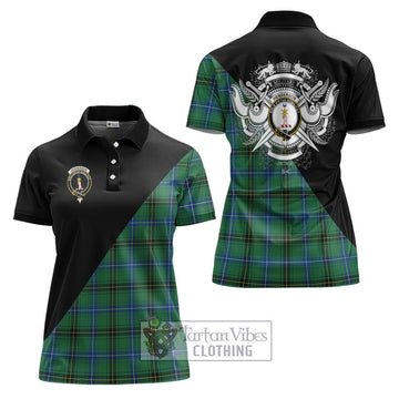 Henderson Ancient Tartan Women's Polo Shirt with Family Crest and Military Logo Style