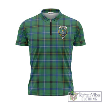 Henderson Ancient Tartan Zipper Polo Shirt with Family Crest