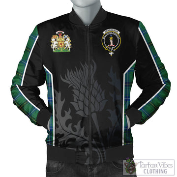 Henderson Ancient Tartan Bomber Jacket with Family Crest and Scottish Thistle Vibes Sport Style