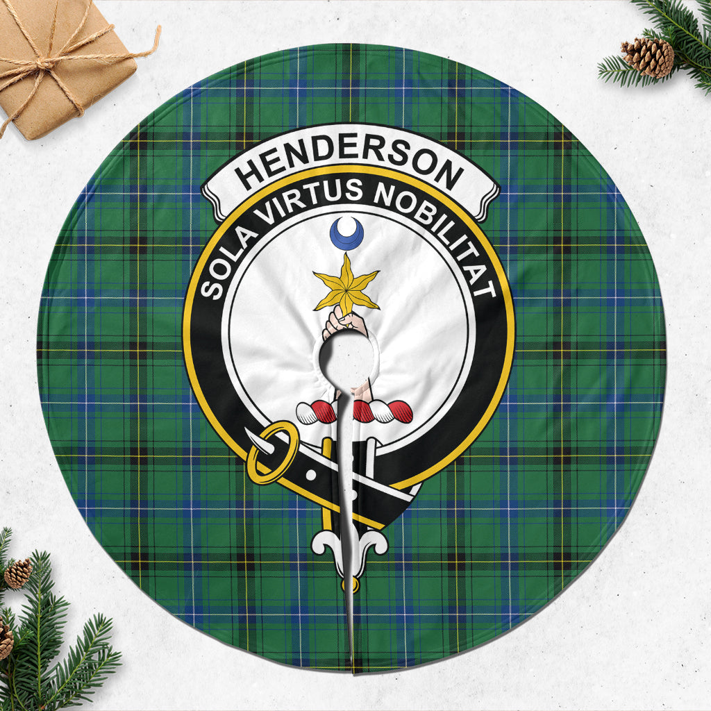 Henderson Ancient Tartan Christmas Tree Skirt with Family Crest - Tartanvibesclothing