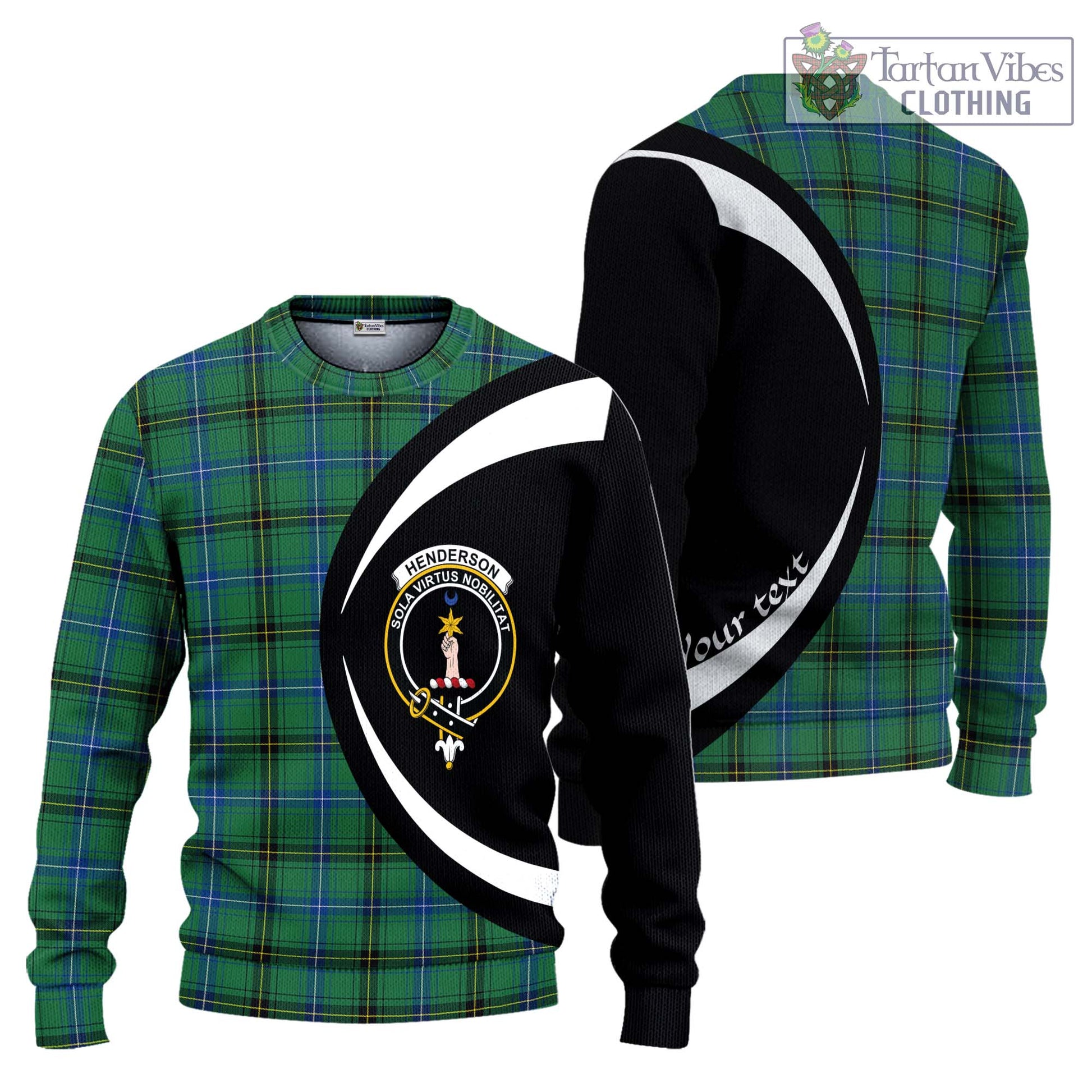 Henderson Ancient Tartan Ugly Sweater with Family Crest Circle Style Unisex - Tartan Vibes Clothing