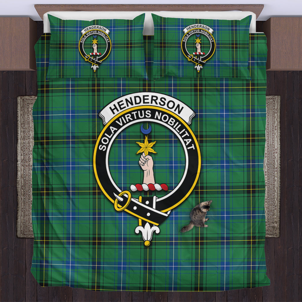 Henderson Ancient Tartan Bedding Set with Family Crest US Bedding Set - Tartan Vibes Clothing