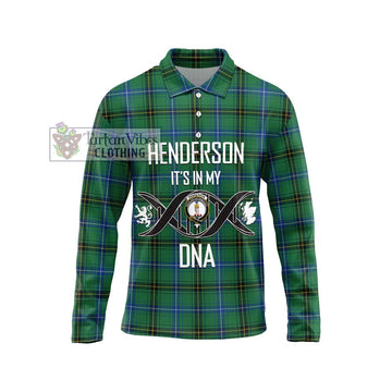 Henderson Ancient Tartan Long Sleeve Polo Shirt with Family Crest DNA In Me Style