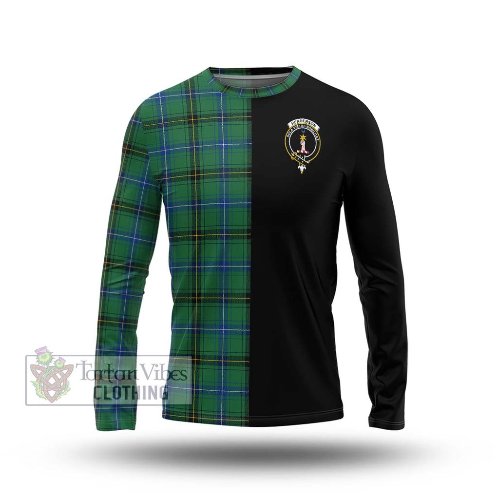 Henderson Ancient Tartan Long Sleeve T-Shirt with Family Crest and Half Of Me Style Unisex - Tartanvibesclothing Shop