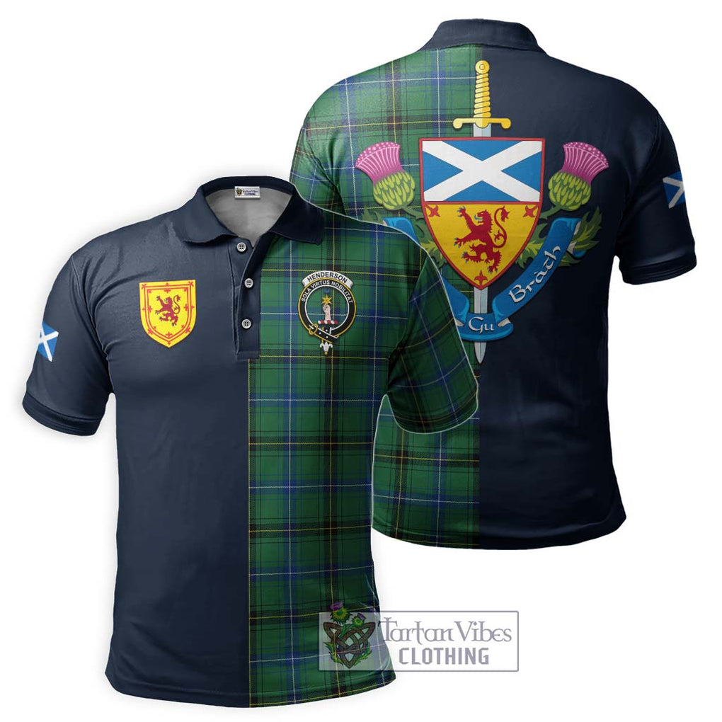 Tartan Vibes Clothing Henderson Ancient Tartan Polo Shirt with Scottish Lion Royal Arm Half Style