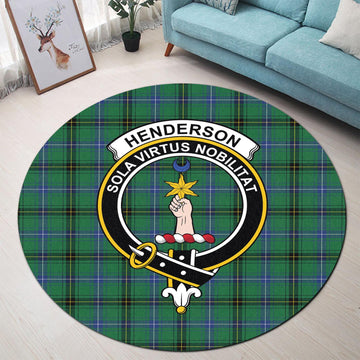 Henderson Ancient Tartan Round Rug with Family Crest