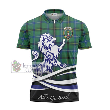 Henderson Ancient Tartan Zipper Polo Shirt with Alba Gu Brath Regal Lion Emblem