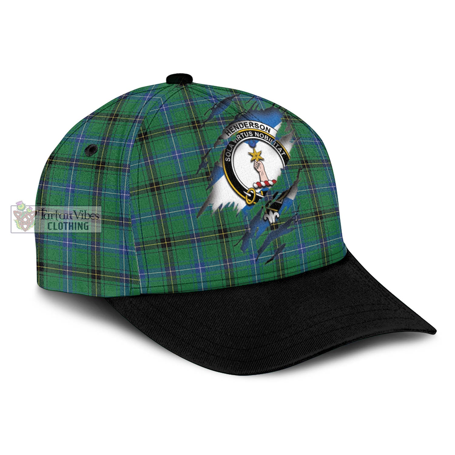 Tartan Vibes Clothing Henderson Ancient Tartan Classic Cap with Family Crest In Me Style