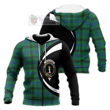 Henderson Ancient Tartan Knitted Hoodie with Family Crest Circle Style