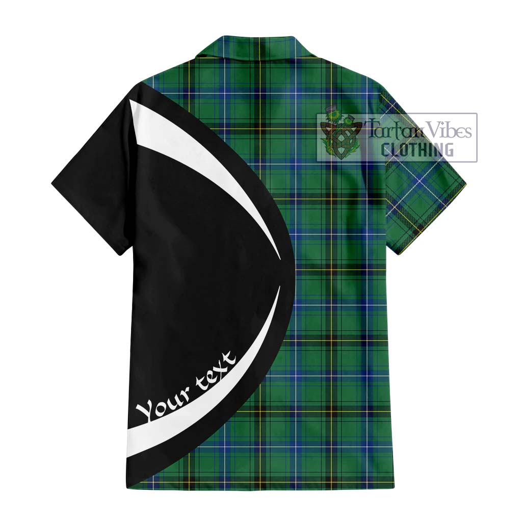 Henderson Ancient Tartan Short Sleeve Button Up with Family Crest Circle Style - Tartan Vibes Clothing