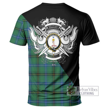 Henderson Ancient Tartan T-Shirt with Family Crest and Military Logo Style