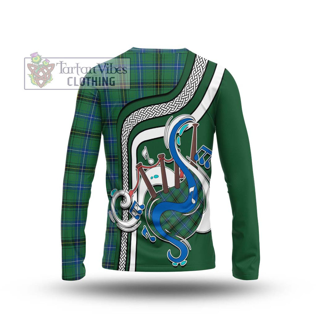 Tartan Vibes Clothing Henderson Ancient Tartan Long Sleeve T-Shirt with Epic Bagpipe Style