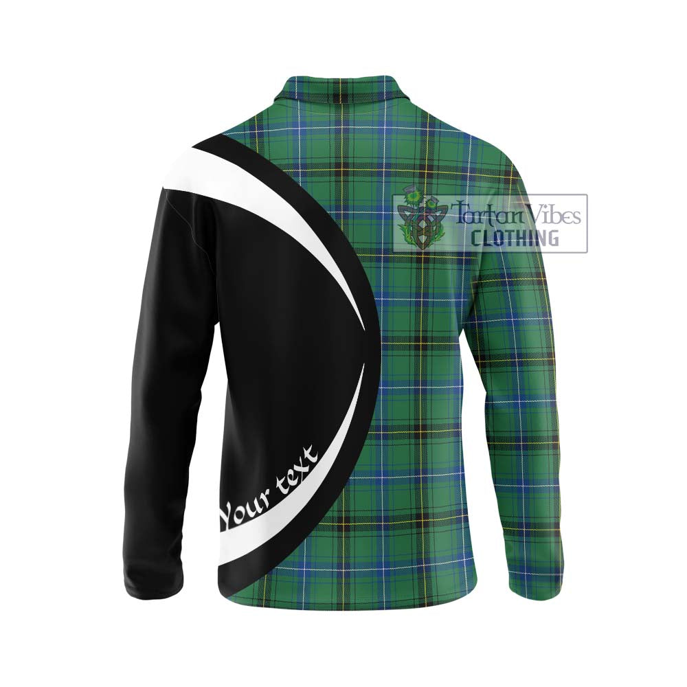 Henderson Ancient Tartan Long Sleeve Polo Shirt with Family Crest Circle Style - Tartan Vibes Clothing