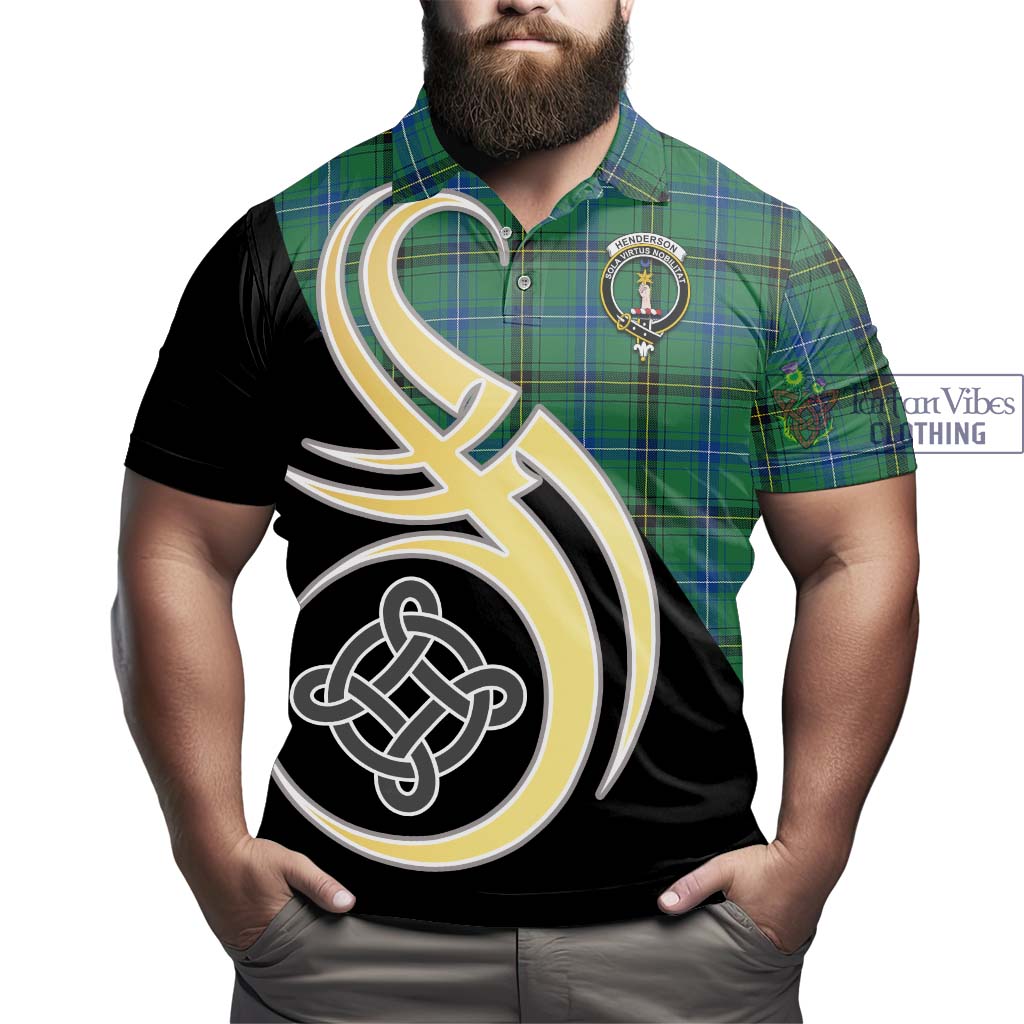 Henderson Ancient Tartan Polo Shirt with Family Crest and Celtic Symbol Style - Tartan Vibes Clothing