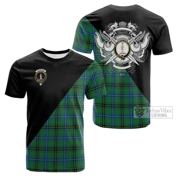 Henderson Ancient Tartan Cotton T-shirt with Family Crest and Military Logo Style