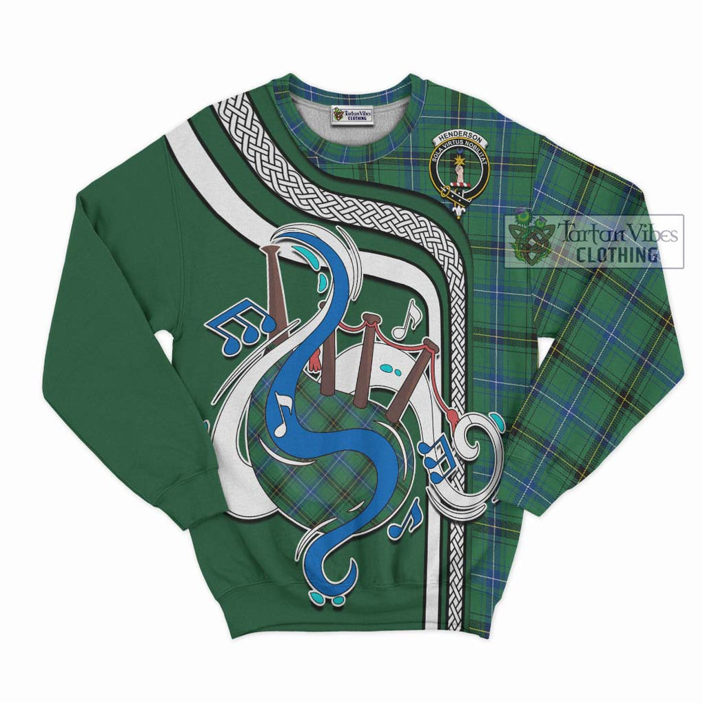 Tartan Vibes Clothing Henderson Ancient Tartan Sweatshirt with Epic Bagpipe Style