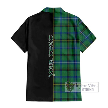 Henderson Ancient Tartan Short Sleeve Button Shirt with Family Crest and Half Of Me Style