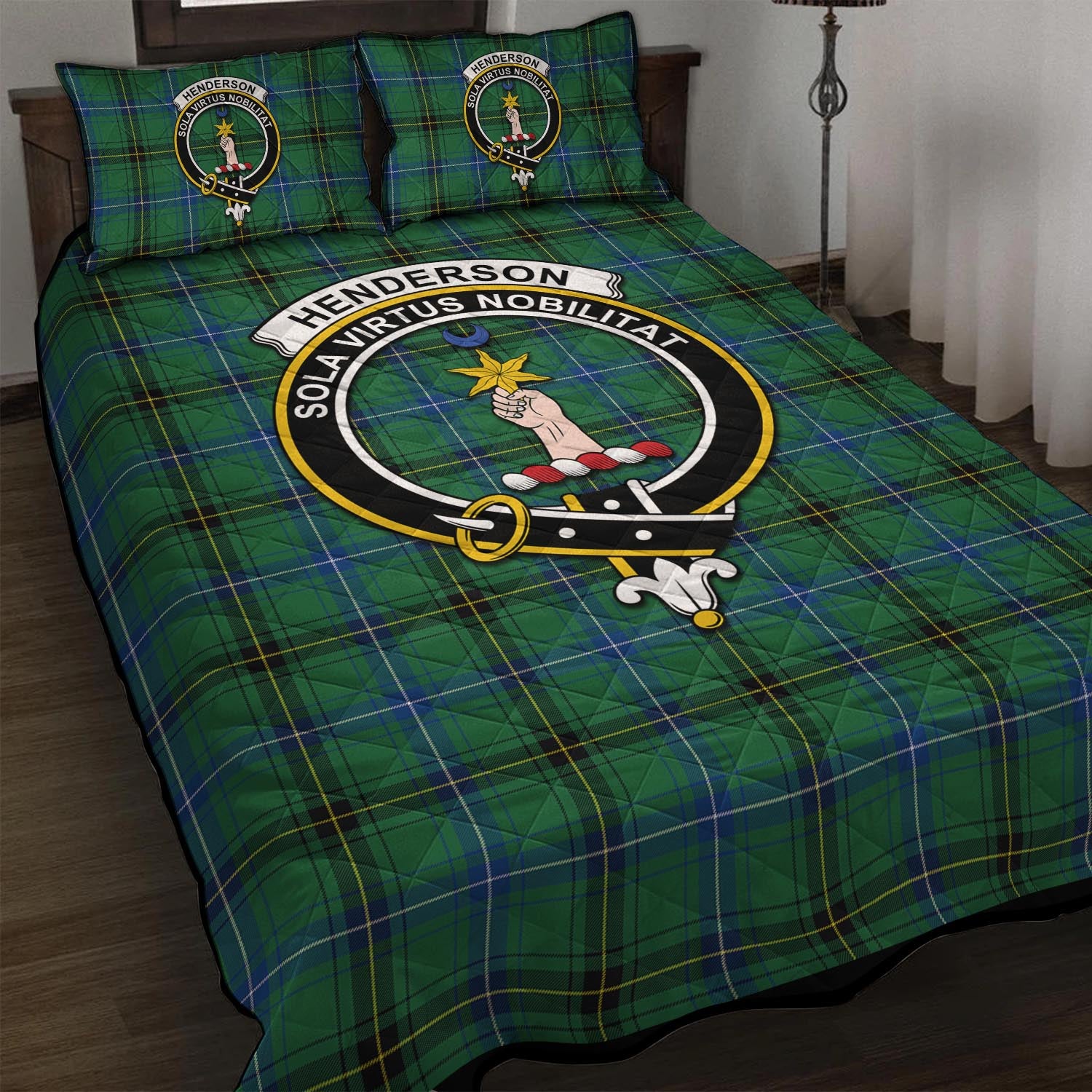 Henderson Ancient Tartan Quilt Bed Set with Family Crest - Tartan Vibes Clothing