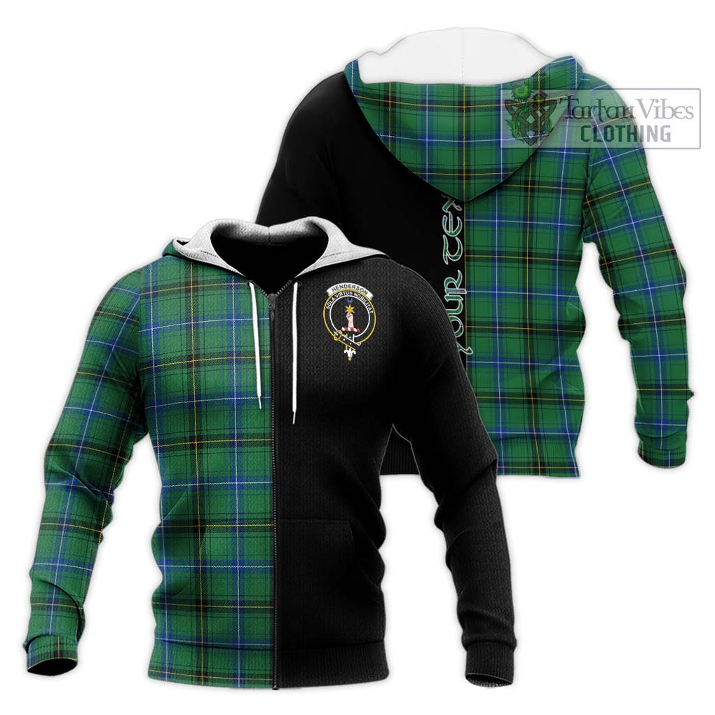 Henderson Ancient Tartan Knitted Hoodie with Family Crest and Half Of Me Style Unisex Knitted Zip Hoodie - Tartanvibesclothing Shop