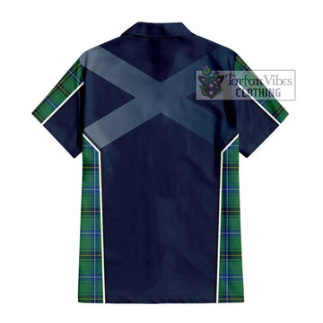 Henderson Ancient Tartan Short Sleeve Button Shirt with Family Crest and Lion Rampant Vibes Sport Style