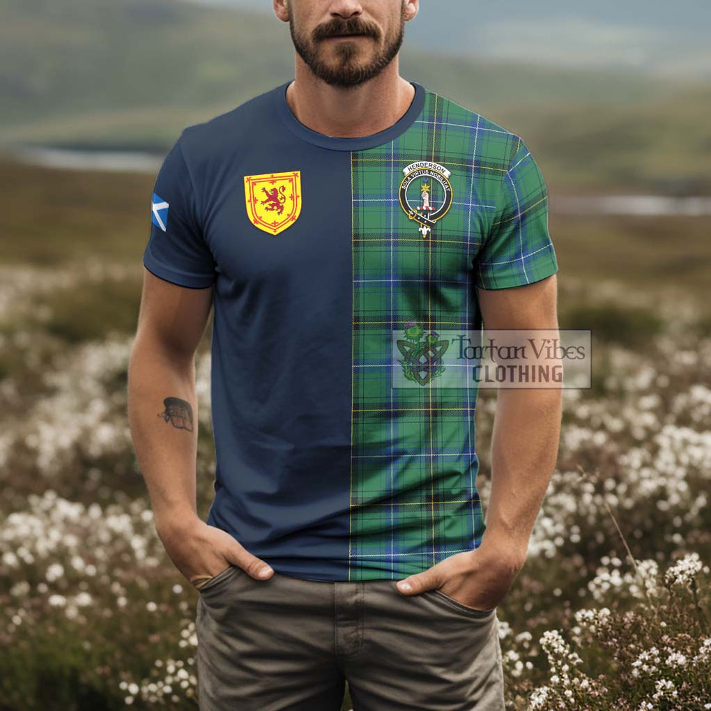 Tartan Vibes Clothing Henderson Ancient Tartan T-Shirt Alba with Scottish Lion Royal Arm Half Style