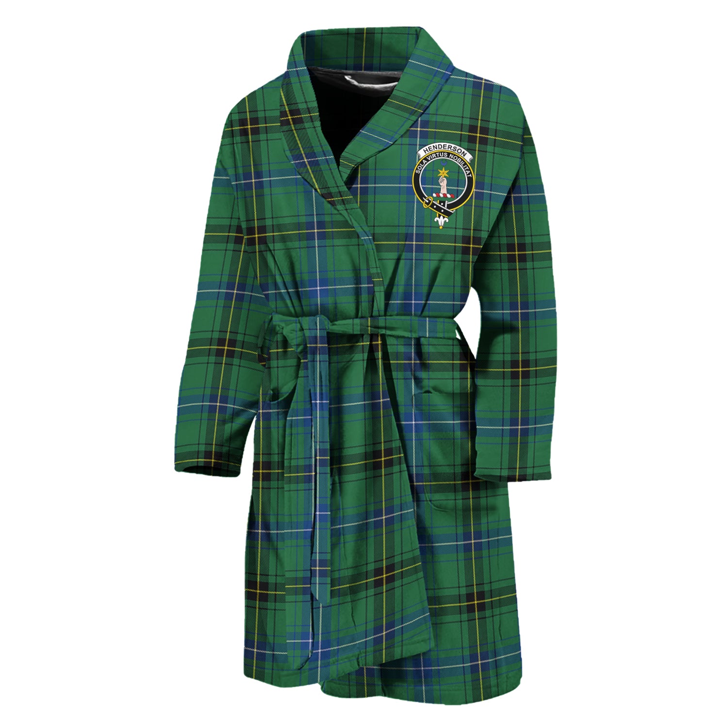 Henderson Ancient Tartan Bathrobe with Family Crest Unisex M - Tartan Vibes Clothing