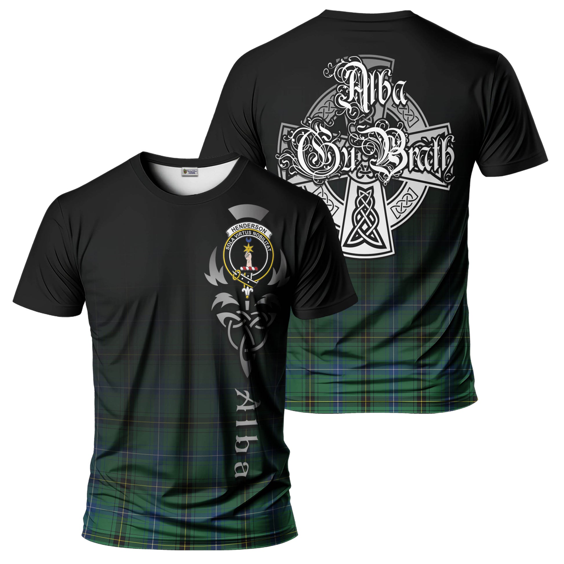 Tartan Vibes Clothing Henderson Ancient Tartan T-Shirt Featuring Alba Gu Brath Family Crest Celtic Inspired