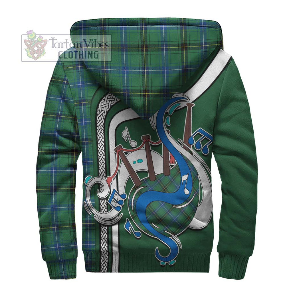 Henderson Ancient Tartan Sherpa Hoodie with Epic Bagpipe Style - Tartanvibesclothing Shop