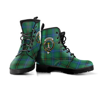 Henderson Ancient Tartan Leather Boots with Family Crest