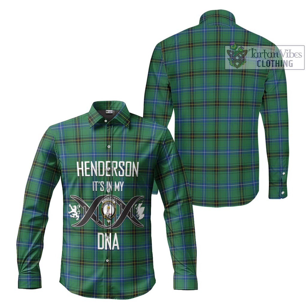 Henderson Ancient Tartan Long Sleeve Button Shirt with Family Crest DNA In Me Style Men's Shirt - Tartanvibesclothing Shop