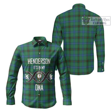 Henderson Ancient Tartan Long Sleeve Button Shirt with Family Crest DNA In Me Style