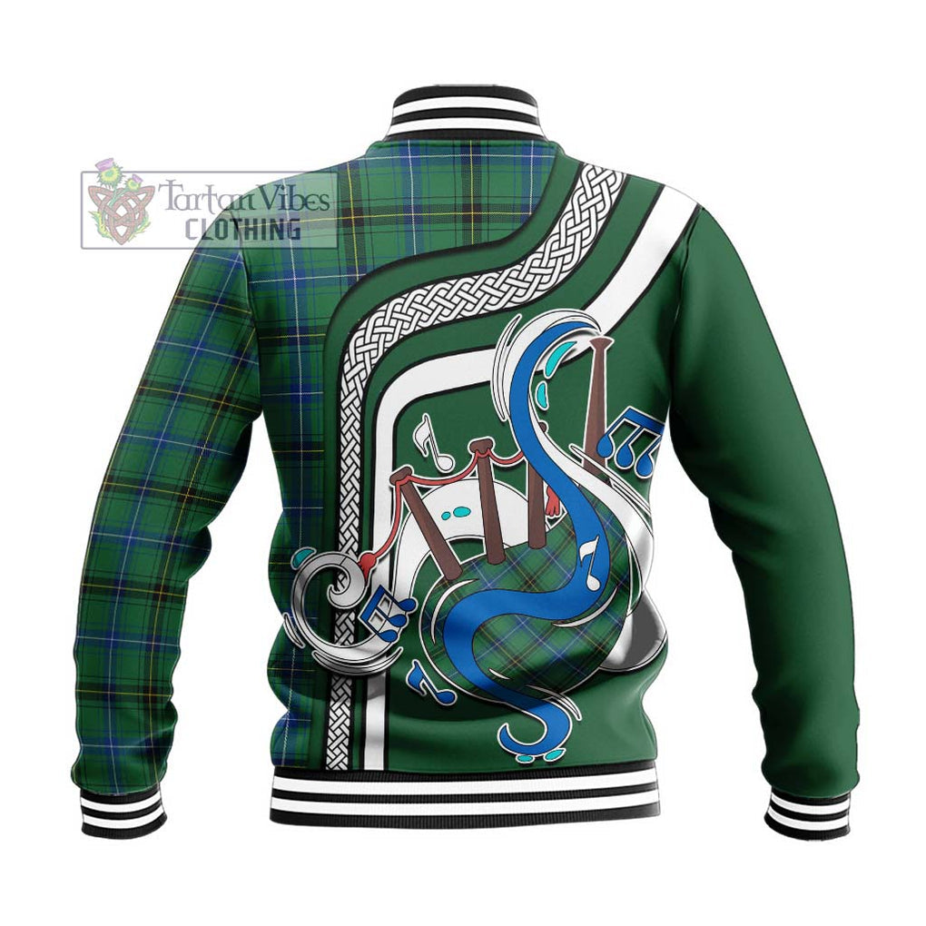 Tartan Vibes Clothing Henderson Ancient Tartan Baseball Jacket with Epic Bagpipe Style