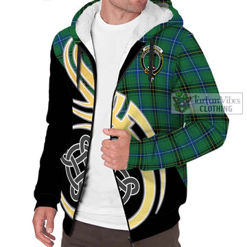 Henderson Ancient Tartan Sherpa Hoodie with Family Crest and Celtic Symbol Style