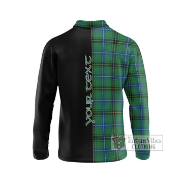 Henderson Ancient Tartan Long Sleeve Polo Shirt with Family Crest and Half Of Me Style