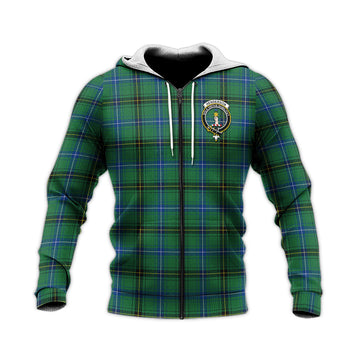 Henderson Ancient Tartan Knitted Hoodie with Family Crest