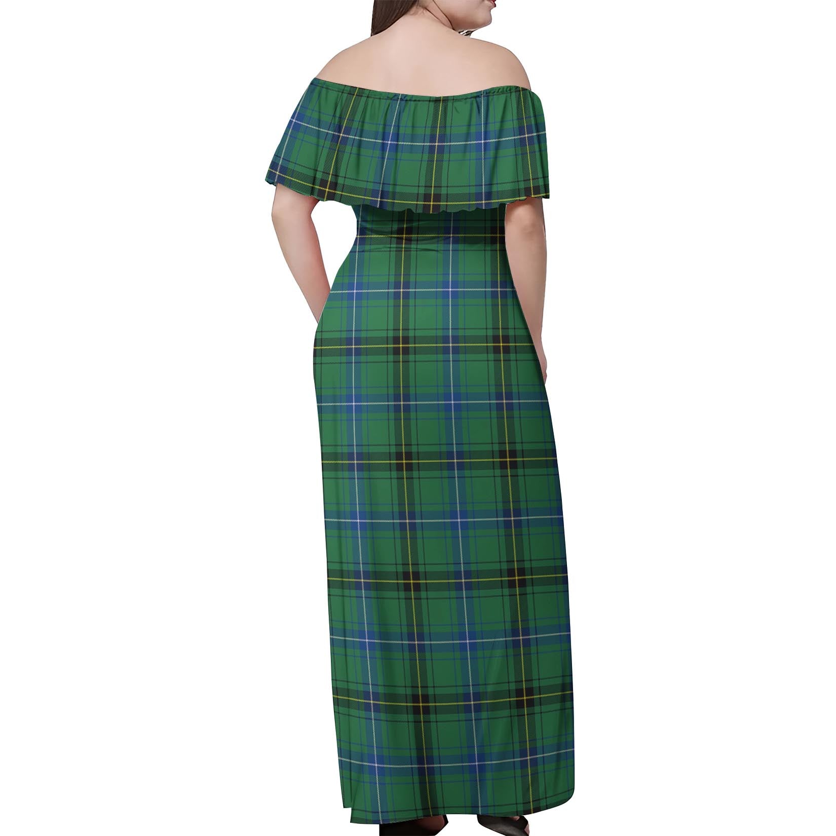 Henderson Ancient Tartan Off Shoulder Long Dress - Tartanvibesclothing