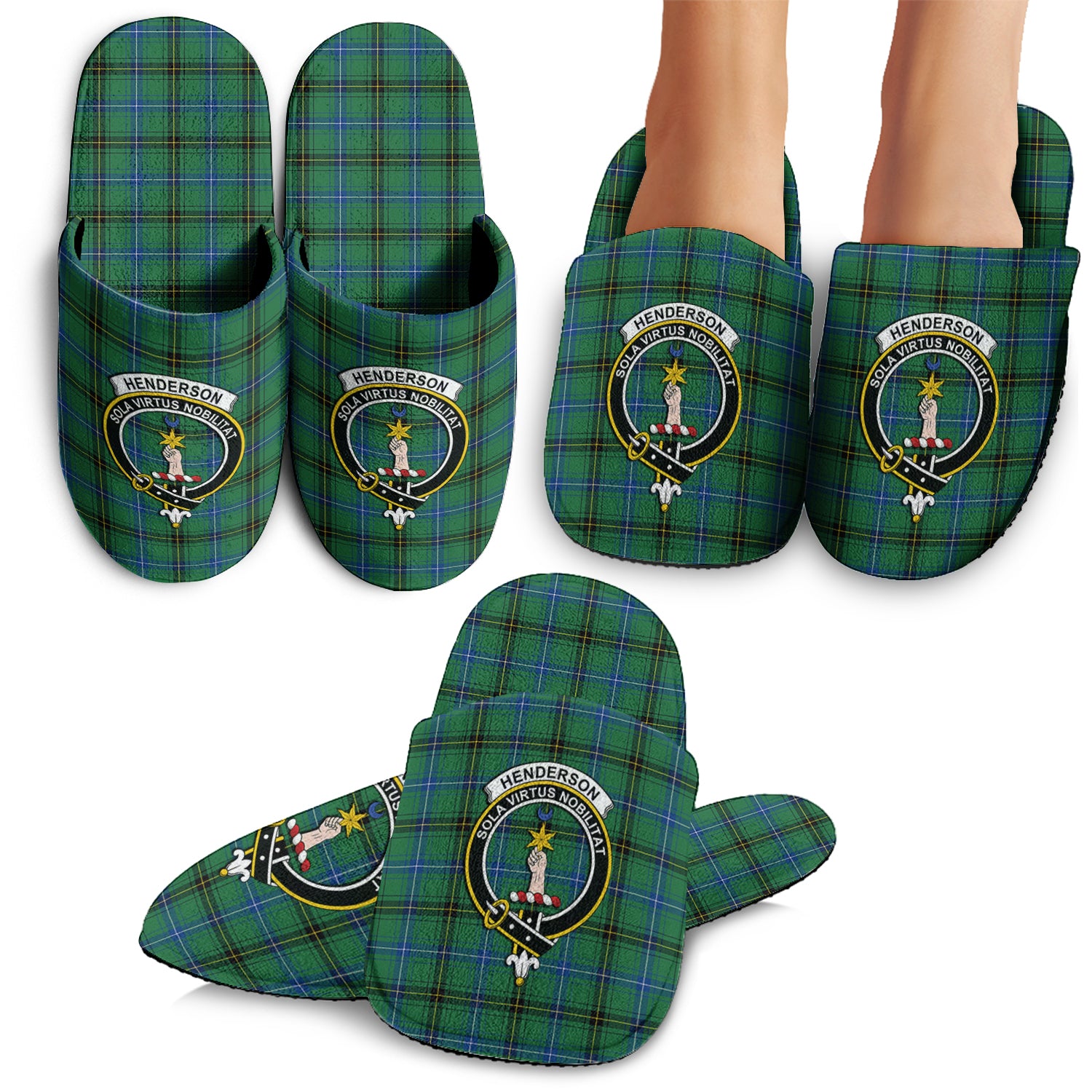 Henderson Ancient Tartan Home Slippers with Family Crest - Tartanvibesclothing