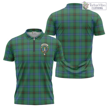 Henderson Ancient Tartan Zipper Polo Shirt with Family Crest