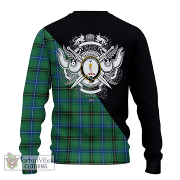 Henderson Ancient Tartan Ugly Sweater with Family Crest and Military Logo Style