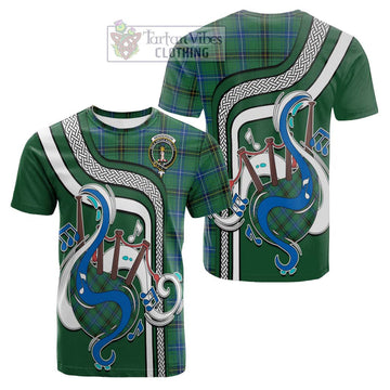 Henderson Ancient Tartan Cotton T-shirt with Epic Bagpipe Style