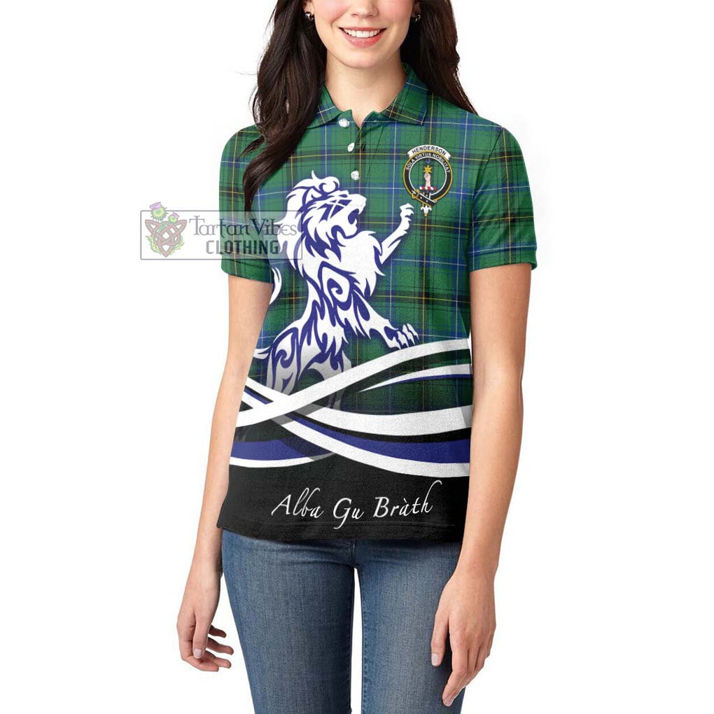 Henderson Ancient Tartan Women's Polo Shirt with Alba Gu Brath Regal Lion Emblem - Tartanvibesclothing Shop